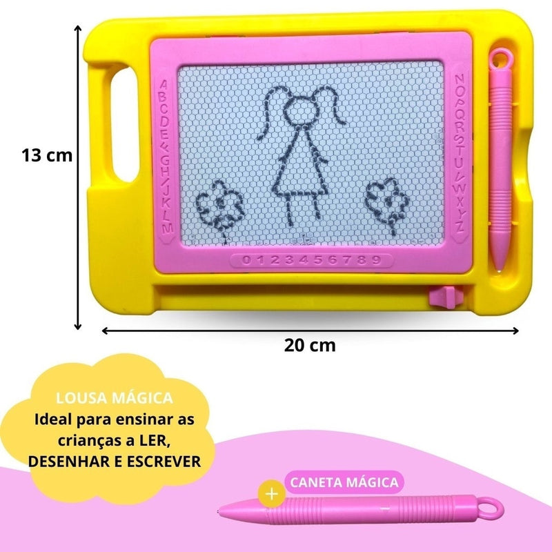 Lousa Magica Infantil Com Caneta Magnetica 20cm Quadro